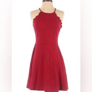 Nine Britton Scalloped Red Mini Dress